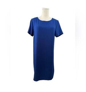 Bobeau Royal Blue Short Sleeve Shift Dress with Back Cut-Out Small